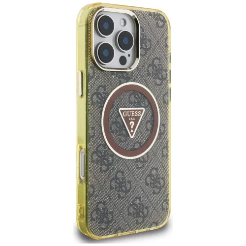 Guess - IML Metal Glitter 4G Circle Triangle MagSafe (GUHMP16LHG4PRTGW) - iPhone 16 Pro - Brown