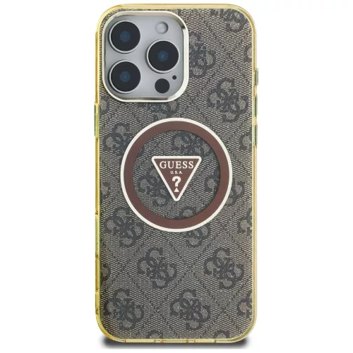 Guess - IML Metal Glitter 4G Circle Triangle MagSafe (GUHMP16LHG4PRTGW) - iPhone 16 Pro - Brown