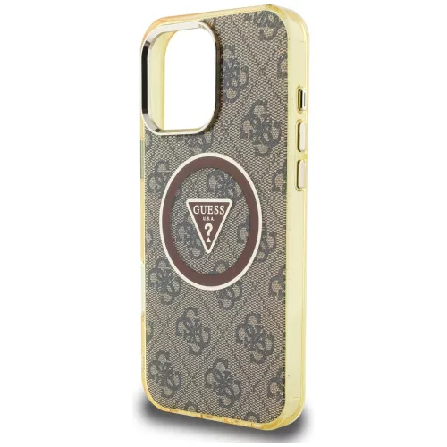Guess - IML Metal Glitter 4G Circle Triangle MagSafe (GUHMP16LHG4PRTGW) - iPhone 16 Pro - Brown