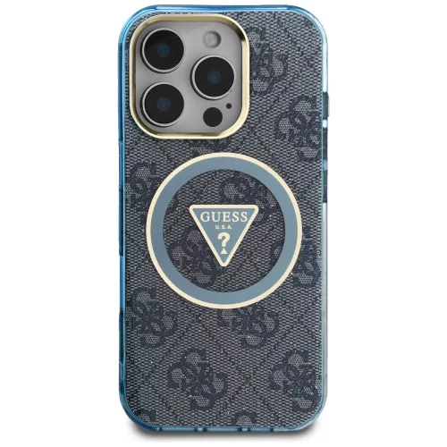 Guess - IML Fém Csillámos 4G Kör Háromszög MagSafe (GUHMP16LHG4PRTGB) - iPhone 16 Pro - Kék