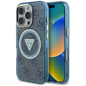   Guess - IML Fém Csillámos 4G Kör Háromszög MagSafe (GUHMP16XHG4PRTGB) - iPhone 16 Pro Max - Kék