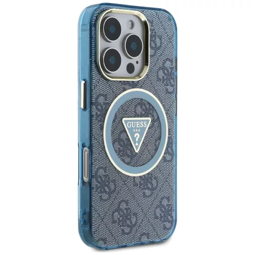 Guess - IML Fém Csillámos 4G Kör Háromszög MagSafe (GUHMP16XHG4PRTGB) - iPhone 16 Pro Max - Kék
