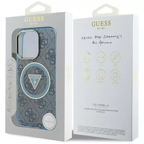 Guess - IML Fém Csillámos 4G Kör Háromszög MagSafe (GUHMP16XHG4PRTGB) - iPhone 16 Pro Max - Kék