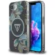 Guess - IML Fém Csillámos Virágos Háromszög MagSafe (GUHMPSE4HFLPEDK) - iPhone 16e / iPhone 17e - Fekete
