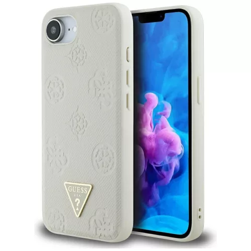 Guess - Bazsarózsás Szemcsézett Hőpecsétes Háromszög Logó MagSafe (GUHMPSE4PGBTME) - iPhone 16e / iPhone 17e - Bézs