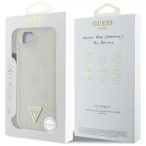 Guess - Bazsarózsás Szemcsézett Hőpecsétes Háromszög Logó MagSafe (GUHMPSE4PGBTME) - iPhone 16e / iPhone 17e - Bézs