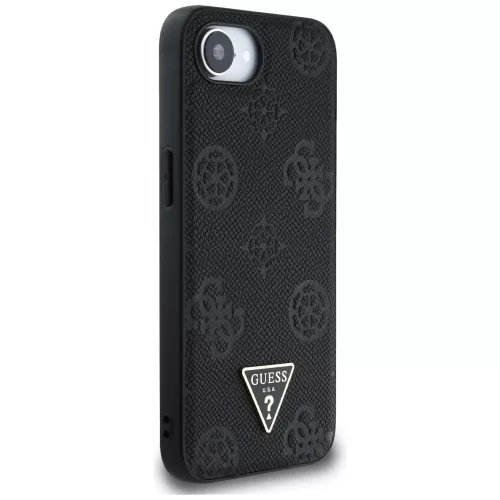 Guess - Bazsarózsás Szemcsézett Hőpecsétes Háromszög Logó MagSafe (GUHMPSE4PGBTMK) - iPhone 16e / iPhone 17e - Fekete