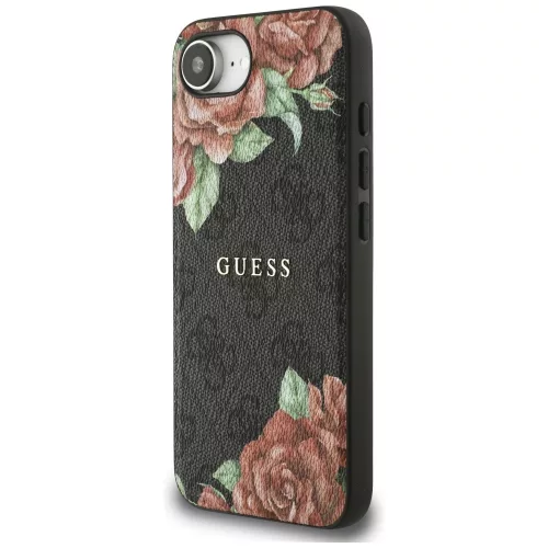 Guess - Keménytok 4G Virágmintás MagSafe (GUHMPSE4P4ROPEMCK) - iPhone 16e / iPhone 17e - Fekete