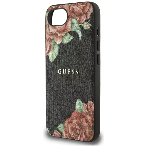 Guess - Keménytok 4G Virágmintás MagSafe (GUHMPSE4P4ROPEMCK) - iPhone 16e / iPhone 17e - Fekete