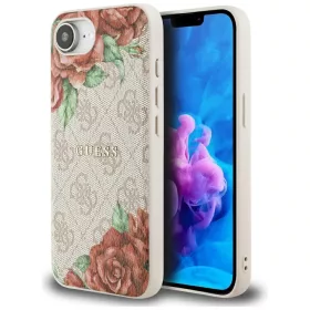   Guess - Keménytok 4G Virágmintás MagSafe (GUHMPSE4P4ROPEMCP) - iPhone 16e / iPhone 17e - Rózsaszín