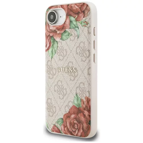 Guess - Keménytok 4G Virágmintás MagSafe (GUHMPSE4P4ROPEMCP) - iPhone 16e / iPhone 17e - Rózsaszín
