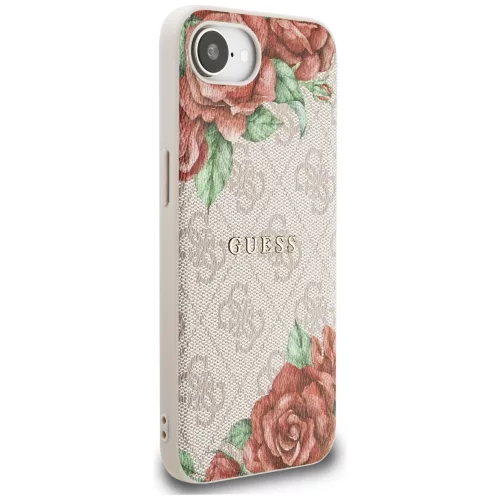 Guess - Keménytok 4G Virágmintás MagSafe (GUHMPSE4P4ROPEMCP) - iPhone 16e / iPhone 17e - Rózsaszín