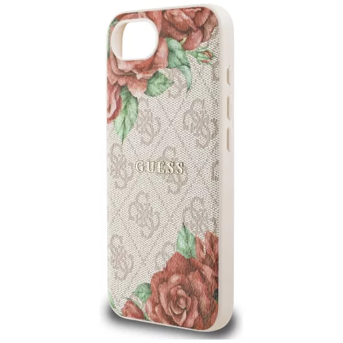 Guess - Keménytok 4G Virágmintás MagSafe (GUHMPSE4P4ROPEMCP) - iPhone 16e / iPhone 17e - Rózsaszín