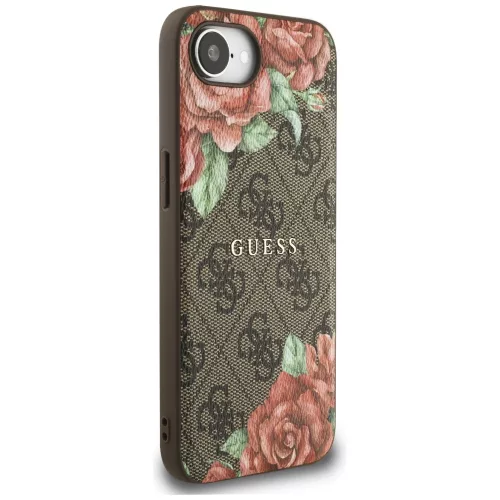 Guess - Keménytok 4G Virágmintás MagSafe (GUHMPSE4P4ROPEMCW) - iPhone 16e / iPhone 17e - Barna