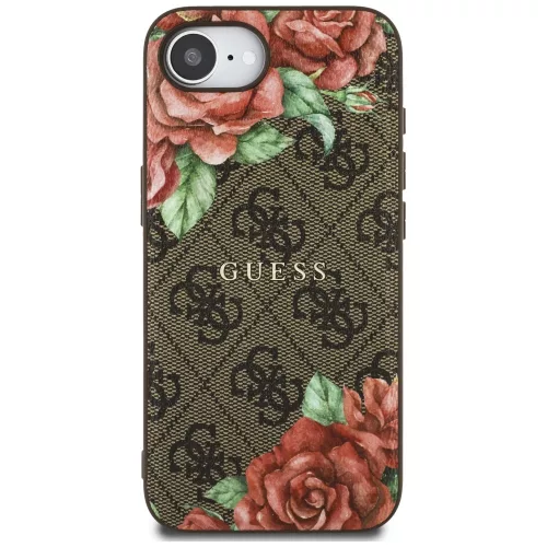 Guess - Keménytok 4G Virágmintás MagSafe (GUHMPSE4P4ROPEMCW) - iPhone 16e / iPhone 17e - Barna