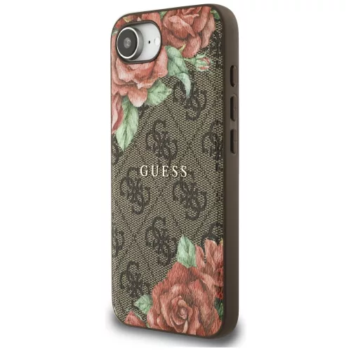Guess - Keménytok 4G Virágmintás MagSafe (GUHMPSE4P4ROPEMCW) - iPhone 16e / iPhone 17e - Barna