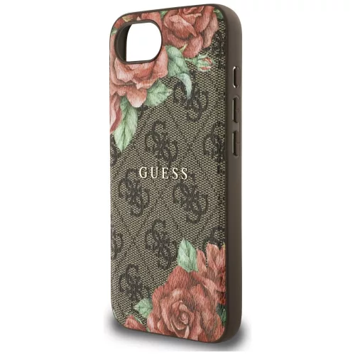 Guess - Keménytok 4G Virágmintás MagSafe (GUHMPSE4P4ROPEMCW) - iPhone 16e / iPhone 17e - Barna
