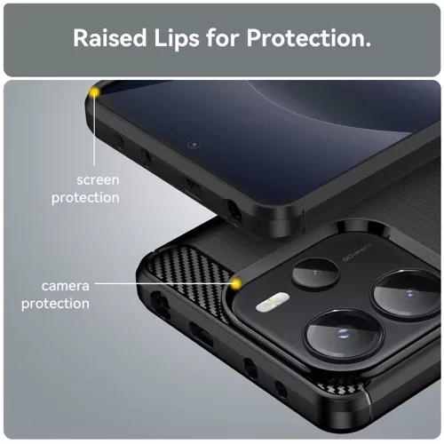 Techsuit - Carbon szilikon tok - Xiaomi Redmi Note 14S - Fekete