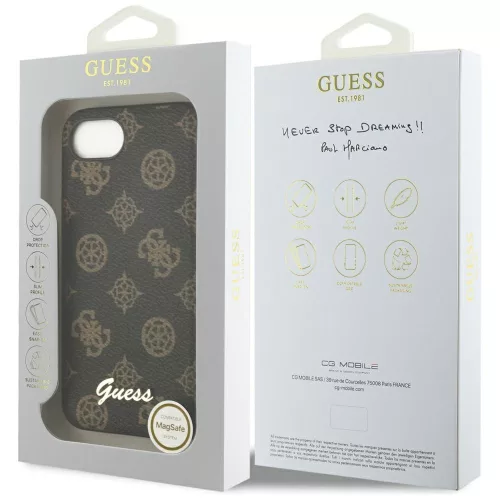 Guess - Bazsarózsás Felirat MagSafe (GUHMPSE4PGPYSK) - iPhone 16e / iPhone 17e - Fekete
