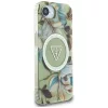 Guess - IML Fém Csillámos Virágos Háromszög MagSafe (GUHMPSE4HFLPEDN) - iPhone 16e / iPhone 17e - Zöld