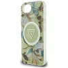 Guess - IML Fém Csillámos Virágos Háromszög MagSafe (GUHMPSE4HFLPEDN) - iPhone 16e / iPhone 17e - Zöld