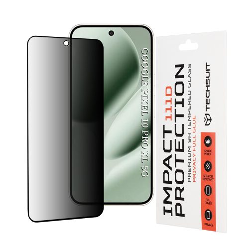Techsuit - 111D Privacy betekintésgátló üvegfólia - Google Pixel 10 Pro XL - Fekete