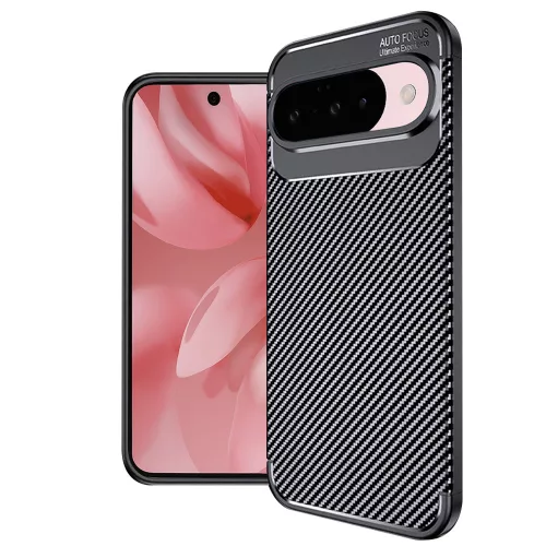 Techsuit - CarbonFiber szilikon tok - Google Pixel 10 / 10 Pro - Fekete
