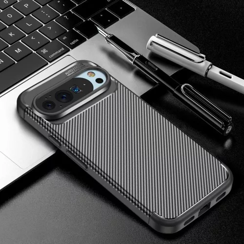 Techsuit - CarbonFiber szilikon tok - Google Pixel 10 / 10 Pro - Fekete