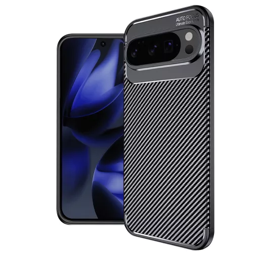 Techsuit - CarbonFiber szilikon tok - Google Pixel 10 Pro XL - Fekete
