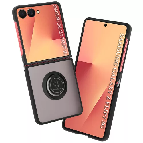 Techsuit - Glinth gyűrűs tok - Samsung Galaxy Z Flip7 - Fekete