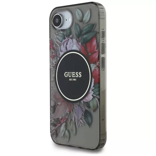 Guess - IML Virágos MagSafe (GUHMPSE4HFWBRCEK) - iPhone 16e / iPhone 17e - Fekete