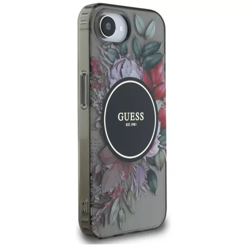 Guess - IML Virágos MagSafe (GUHMPSE4HFWBRCEK) - iPhone 16e / iPhone 17e - Fekete