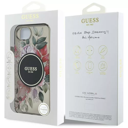 Guess - IML Virágos MagSafe (GUHMPSE4HFWBRCEK) - iPhone 16e / iPhone 17e - Fekete