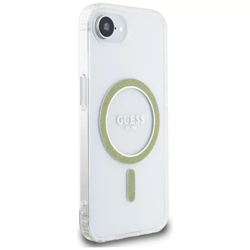 Guess - IML Csillámos Kör MagSafe (GUHMPSE4HFGERET) - iPhone 16e / iPhone 17e - Átlátszó