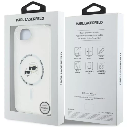 Karl Lagerfeld - IML MagSafe (KLHMPSE4HLSKCH) - iPhone 16e / iPhone 17e - Fehér Fém Karl&Choupette Fej