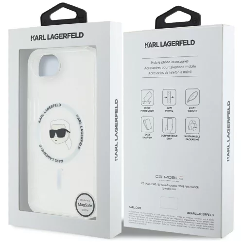 Karl Lagerfeld - IML MagSafe (KLHMPSE4HLSKIH) - iPhone 16e / iPhone 17e - White Karl's Head