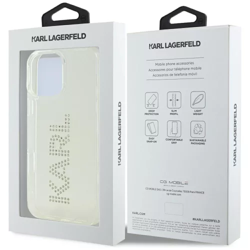 Karl Lagerfeld - IML Rhinestones (KLHCP16LHKLSTDCT) - iPhone 16 Pro - Transparent Logo