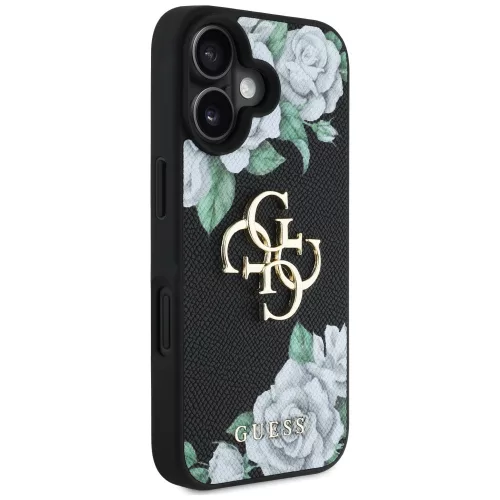 Guess - Hardcase 4G Grained Roses Big Logo (GUHCP16SPGROP4MK) - iPhone 16 - Black