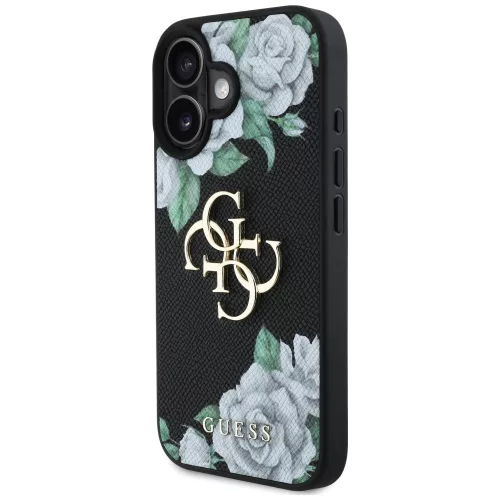 Guess - Hardcase 4G Grained Roses Big Logo (GUHCP16SPGROP4MK) - iPhone 16 - Black