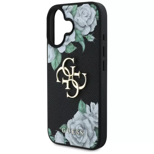 Guess - Hardcase 4G Grained Roses Big Logo (GUHCP16SPGROP4MK) - iPhone 16 - Black