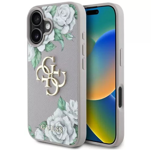 Guess - Hardcase 4G Grained Roses Big Logo (GUHCP16SPGROP4MU) - iPhone 16 - Purple