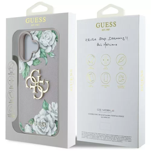 Guess - Keménytok 4G Szemcsézett Rózsás Nagy Logó (GUHCP16SPGROP4MU) - iPhone 16 - Lila