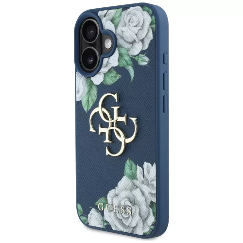 Guess - Hardcase 4G Grained Roses Big Logo (GUHCP16SPGROP4MB) - iPhone 16 - Blue