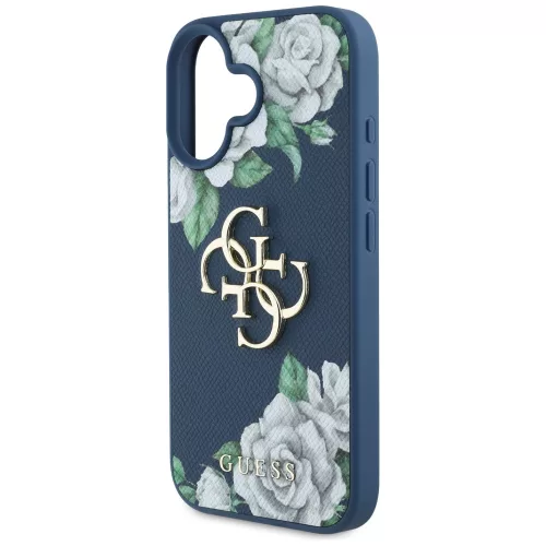 Guess - Hardcase 4G Grained Roses Big Logo (GUHCP16SPGROP4MB) - iPhone 16 - Blue