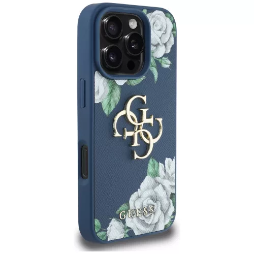 Guess - Hardcase 4G Grained Roses Big Logo (GUHCP16LPGROP4MB) - iPhone 16 Pro - Blue