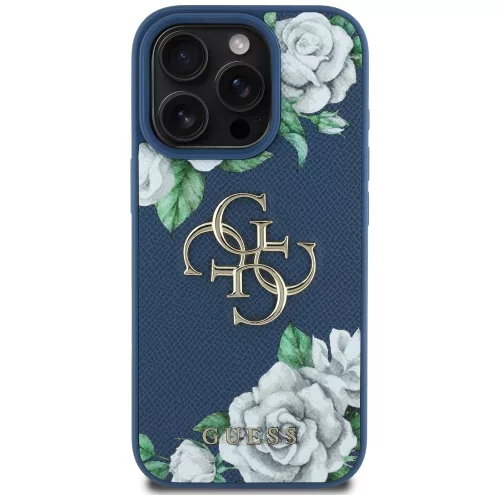 Guess - Hardcase 4G Grained Roses Big Logo (GUHCP16LPGROP4MB) - iPhone 16 Pro - Blue