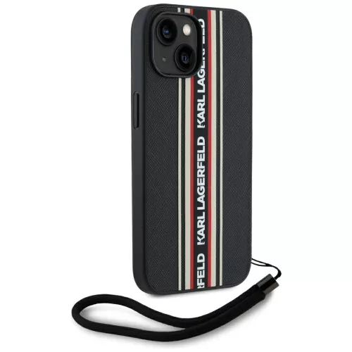 Karl Lagerfeld - Saffiano Athleisure Stripes Cord (KLHCP15SPAMSCNSR) - iPhone 15 - Red