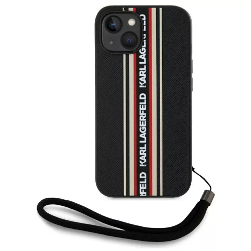 Karl Lagerfeld - Saffiano Athleisure Stripes Cord (KLHCP15SPAMSCNSR) - iPhone 15 - Red