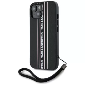   Karl Lagerfeld - Saffiano Athleisure Stripes Cord (KLHCP15SPAMSCNSP) - iPhone 15 - Pink