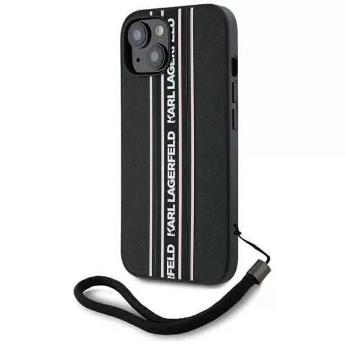 Karl Lagerfeld - Saffiano Athleisure Stripes Cord (KLHCP15SPAMSCNSP) - iPhone 15 - Pink